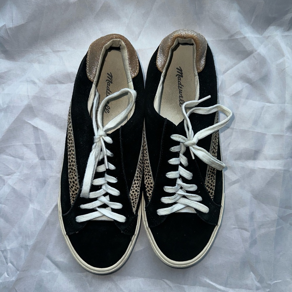 Madewell Sidewalk Low-Top Sneakers in Suede and Spot Calf Hair US WMS 9/M 7.5